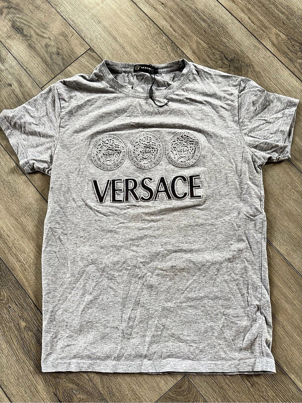 NWT Versace Medusa Graphic Short Sleeve Shirt Grey